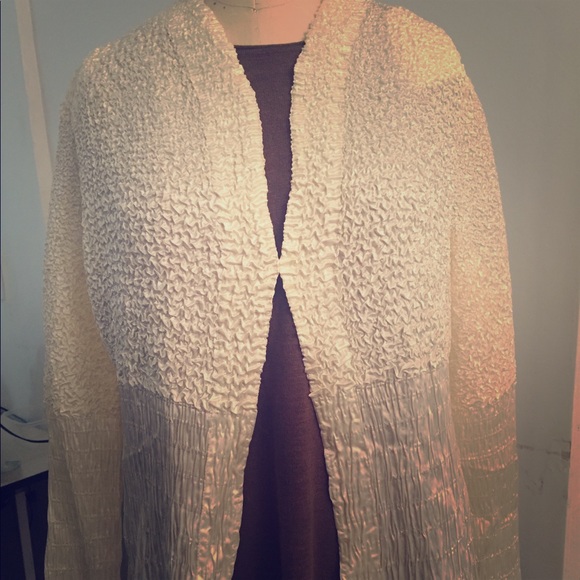 NWT Ivory Crinkle Textured Dressy Jacket Size L - Picture 1 of 6